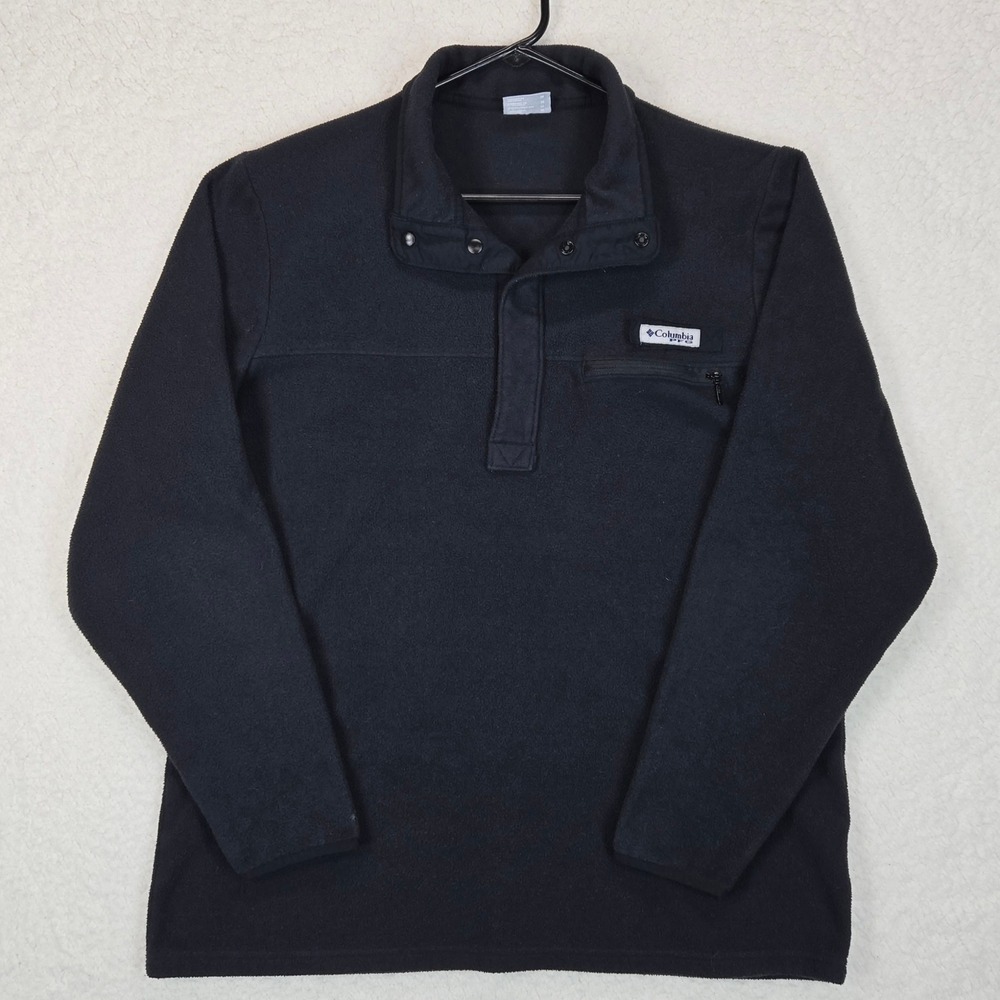 Columbia PFG Men's Medium Black MTR Fleece Snap Pullover Fishing Outdoor